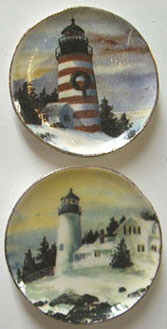 Dollhouse Miniature 2 Winter Lighthouse Platters